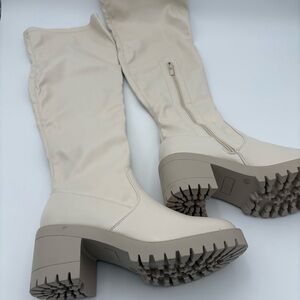 Eettaro Cream Over-the-Knee Boots | New | Chunky Lug Sole | Size 8.5